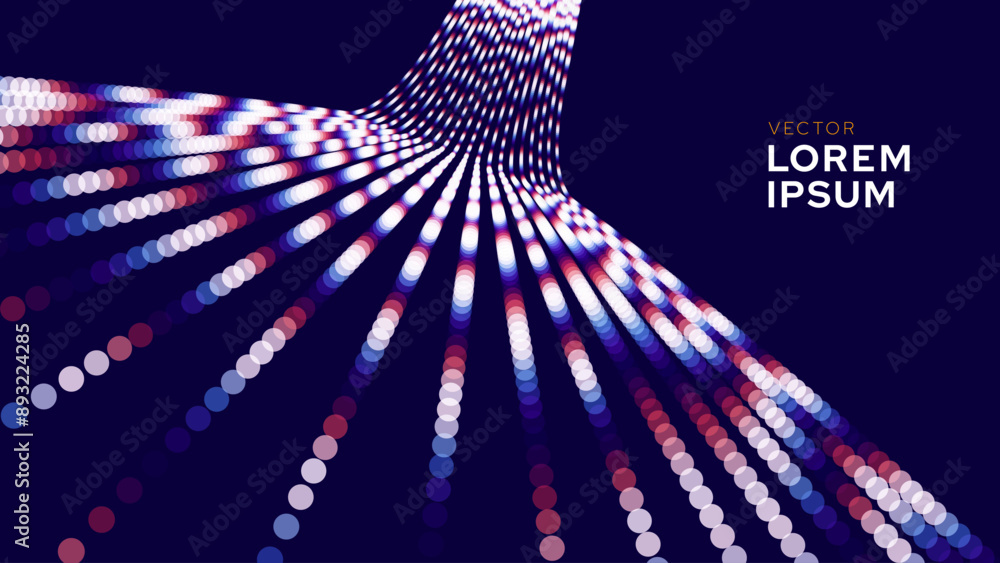 Poster Digital Data Flow Vector Background. Big Data Technology Lines. Medical Research or Tech Innovation Online Webinar Presentation Event Banner. Vector Illustration.