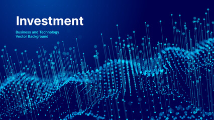 Business Invest Finance Graph Chart of Stock Market Trading Blue Background. Digital Financial Investment Backdrop. Graph Stock Market Lines. Vector Illustration.