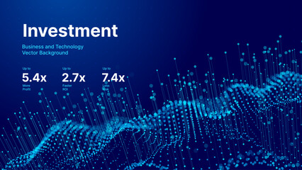 Naklejka premium Business Invest Finance Graph Chart of Stock Market Trading Blue Background. Digital Financial Investment Backdrop. Graph Stock Market Lines. Vector Illustration.