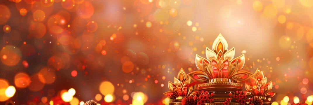 Happy Dussehra festival of India. Horizontal banner. Free space for text. copy space. Vijayadashami, Dasara or Dashain. Hindu festival celebrated in month of Ashvin