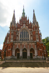 Obraz premium St. Joseph's Church (Polish: Kościół św. Józefa) is a historic Roman Catholic church in Gothic Revival (neo-Gothic) style at the Podgorski Square in Podgorze district in Krakow, Poland