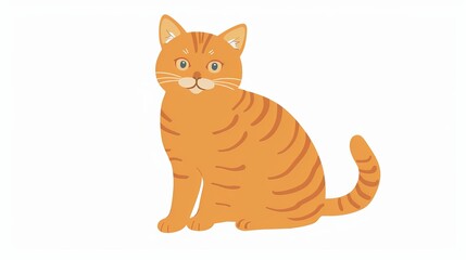 Fototapeta premium A cat with a yellow face, sitting against a white background. The cat has a very cute and friendly expression.