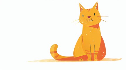 Obraz premium A cat with a yellow face, sitting against a white background. The cat has a very cute and friendly expression.