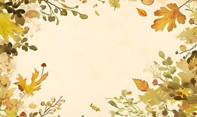 Frame design lightly decorated with subtle oak leaves and acorns at the corners, Generative AI