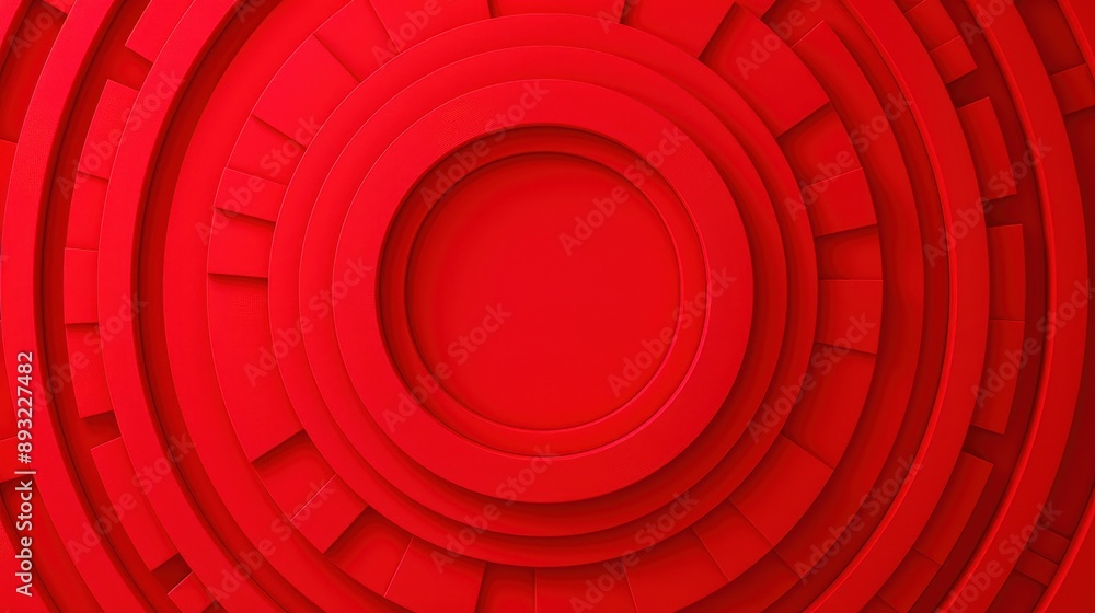 Poster abstract 3d red circular pattern with concentric geometric shapes creating a stunning background des