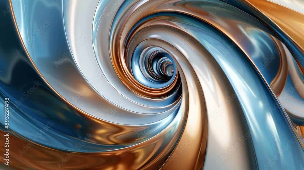 Fototapete Spirals made of clay gold and blue abstract background White space in the middle of the element high resolution Hyper-realistic details Digital art in the style of an abstract artist.