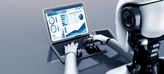 Business data dashboard provide business intelligence analytic for marketing strategy planning snugly with big data set to analyze customer demands and foreseeing business future 3D illustration