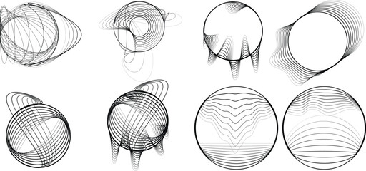 Lines in Circle Form . Spiral Vector Illustration .Technology round. Wave Logo . Design element . glitched lines .Abstract Geometric round shape 