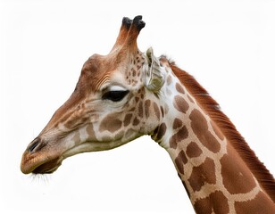 Obraz premium Giraffe head isolated on white background, clipping path included.