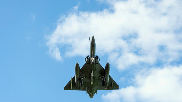 Mirage 2000 fighter bomber under cloudy sky in Netherlands