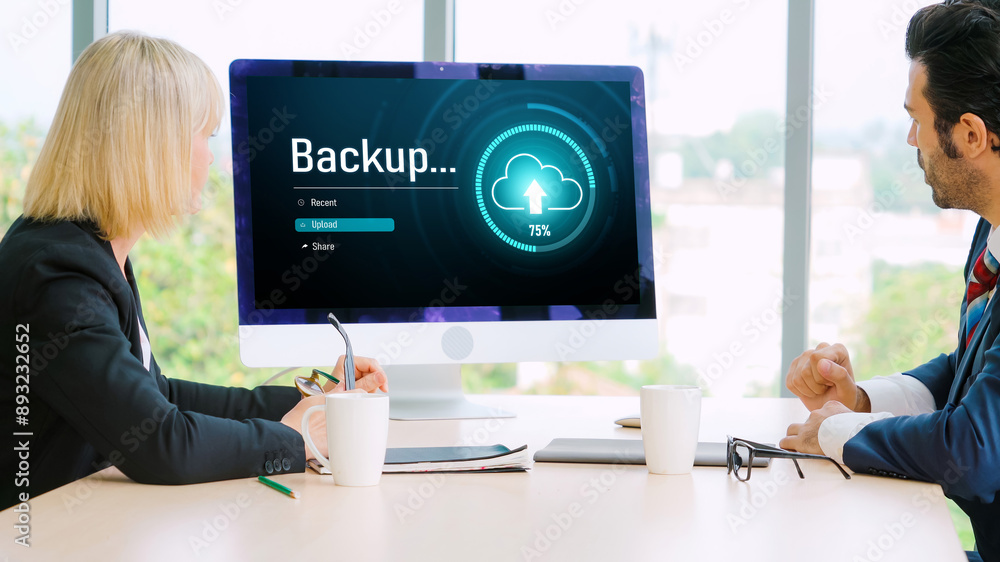 Poster backup storage data internet technology business concept. database storage cloud technology file dat