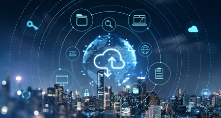 Global data storage hologram and backup, files synchronization and city view