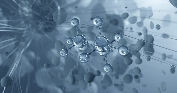 1-Propanol rotating molecular 3d structure ball-and-stick model, looped video propanol