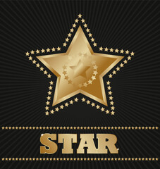 gold star on a black background