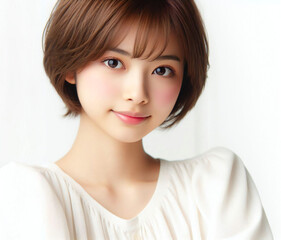 Fototapeta premium 白いブラウスの美女