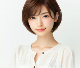 Fototapeta premium 白いブラウスの美女