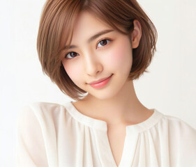 Fototapeta premium 白いブラウスの美女