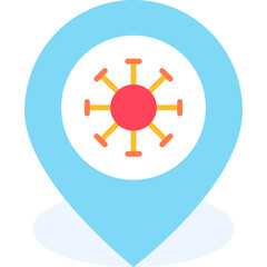 virus Area, map, navigation, pin Icon