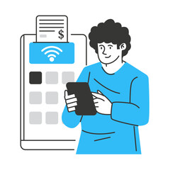 Payment character illustration with line style, perfect for user interface project