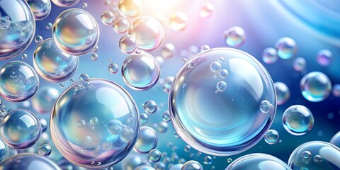 Cosmetic essence liquid bubbles molecules of liquid bubbles on the background  AI-Created Content