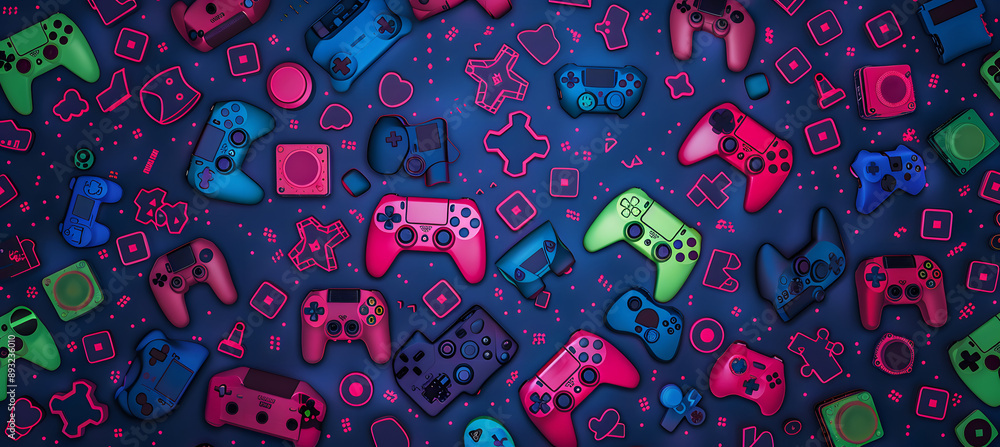 Poster video game controller background gadgets pattern background