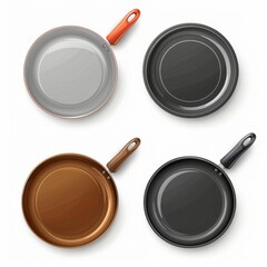 Frying pan icon, empty nonstick cookware sign, non stick symbol skillet, saucepan emblem, pan isolated