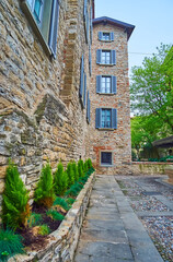 The stone houses on Piazetta Luigi Angelini, Bergamo, Italy