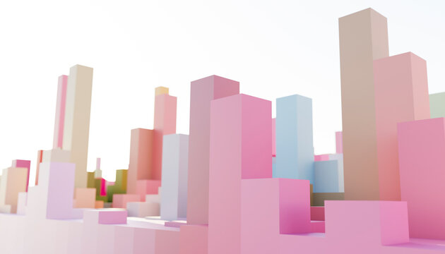 3D render of multi colored abstract city