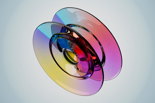 3d rendering of colorful abstract circle shape against white background