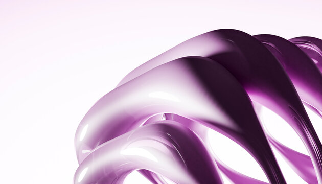 3D render of purple colored chrome liquid abstract design