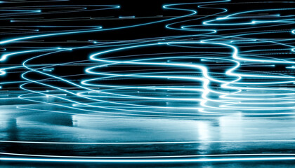 3d render of illuminated data waves
