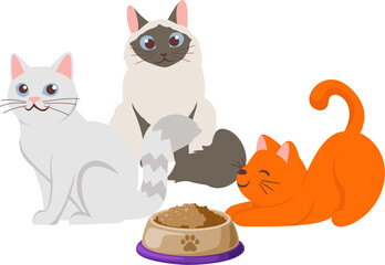 a Group Of Cats Are Eating