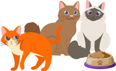 a Group Of Cats Are Eating