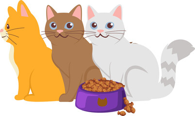 a Group Of Cats Are Eating