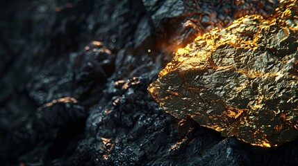 Close-Up of a Large Textured Gold Nugget on Dark Background