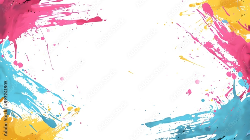 Poster vibrant frame with splashes of color and dynamic brushstrokes