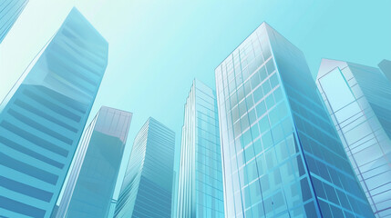 A futuristic skyscraper with a sleek, reflective glass facade rising against a clear blue sky, showcasing modern urban architecture and advanced design