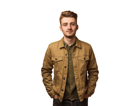 isolated png portrait of stylish young man standing, handsome guy in casual attire