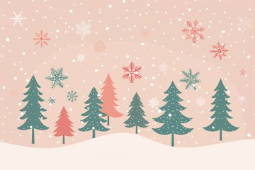 Obraz premium Snowy Winter Forest with Pastel Christmas Trees