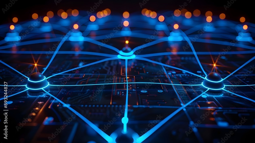 Poster abstract digital network symbolizing connectivity and communication in business