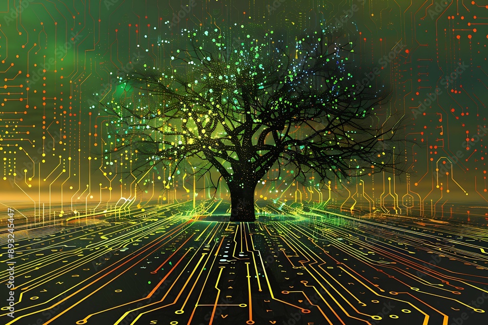 Canvas Prints Digital Tree Network - Abstract Technology Background.