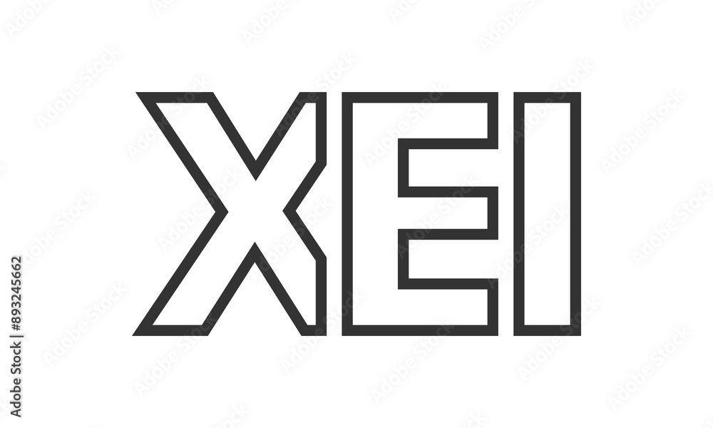 Poster XEI logo design template with strong and modern bold text. Initial based vector logotype featuring simple and minimal typography. Trendy company identity.