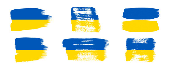 Obraz premium Set of Ukrainian national flags