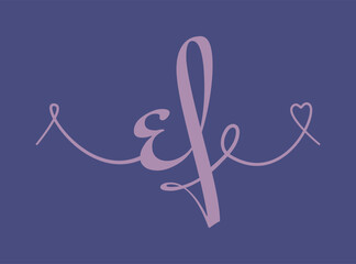 EF initial wedding monogram calligraphy vector illustration. Hand drawn lettering e and f love logo design for valentines day poster, greeting card