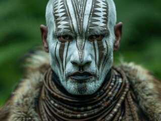 Mysterious tribal warrior with face paint