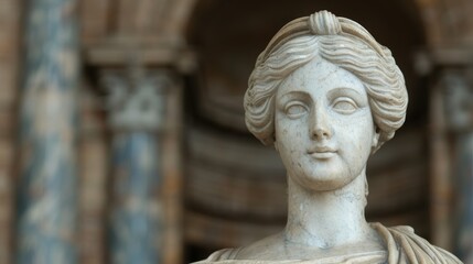 Obraz premium Elegant marble statue of a woman with flowing hair