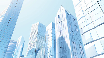 Fototapeta premium A futuristic skyscraper with a sleek, reflective glass facade rising against a clear blue sky, showcasing modern urban architecture and advanced design