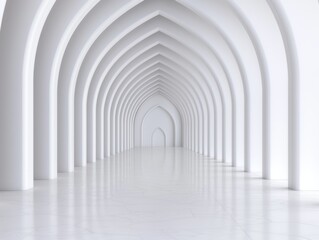 Fototapeta premium Symmetrical architectural hallway with arched doorways