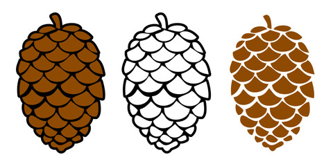 Logo pine cone. Grupo de piña de pino con línea exterior y relleno  © teracreonte