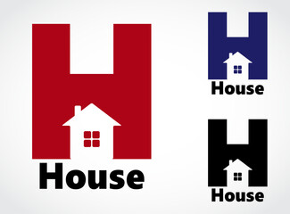 color negative shape house H logo